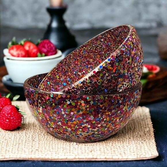 Confetti Bowls W/Champagne Glitter Bottoms - Picture 3 of 3